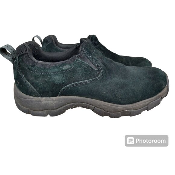 L.L. Bean Black Suede Women's 8.5 Mule Moc Shoes Vibram Artic Grip Primaloft - Picture 1 of 13